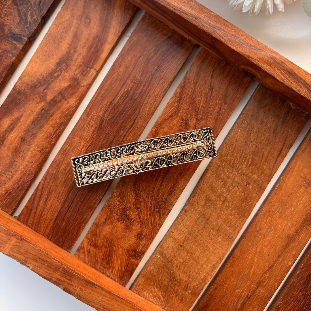 Antique Bar Engraved Hair Clip