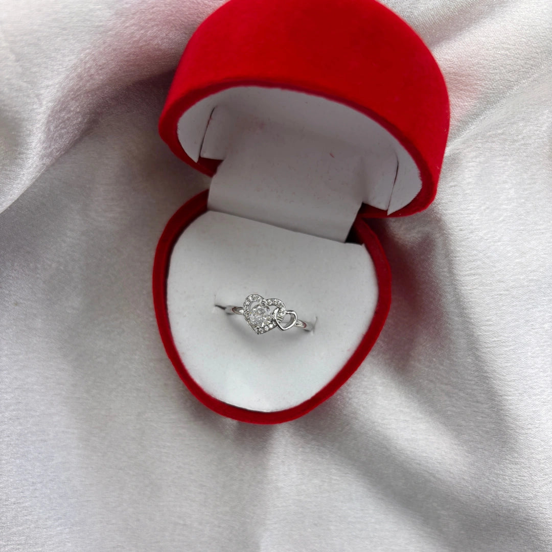 Double Heart Stone Ring – Adjustable