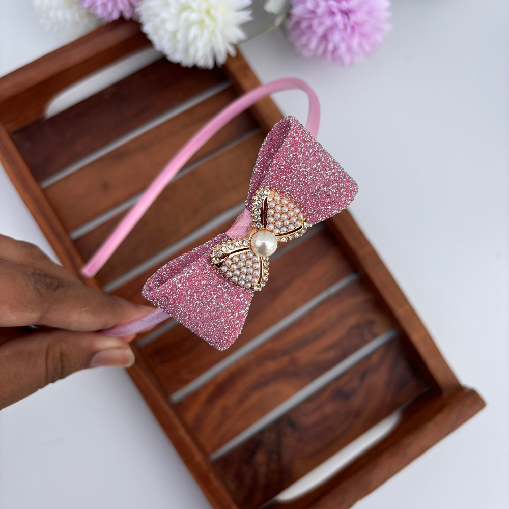 Glitter Bow Pearl Headband