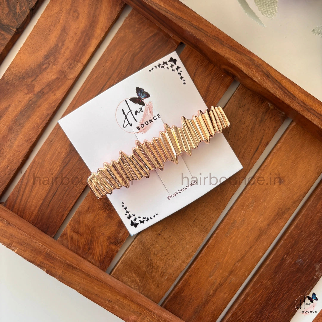 Prism Edge Metallic Barrette – Sculpted Wave Luxe Collection