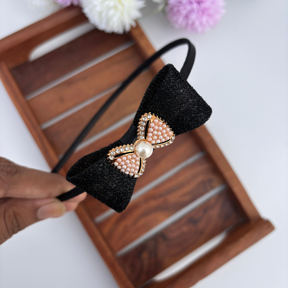 Glitter Bow Pearl Headband