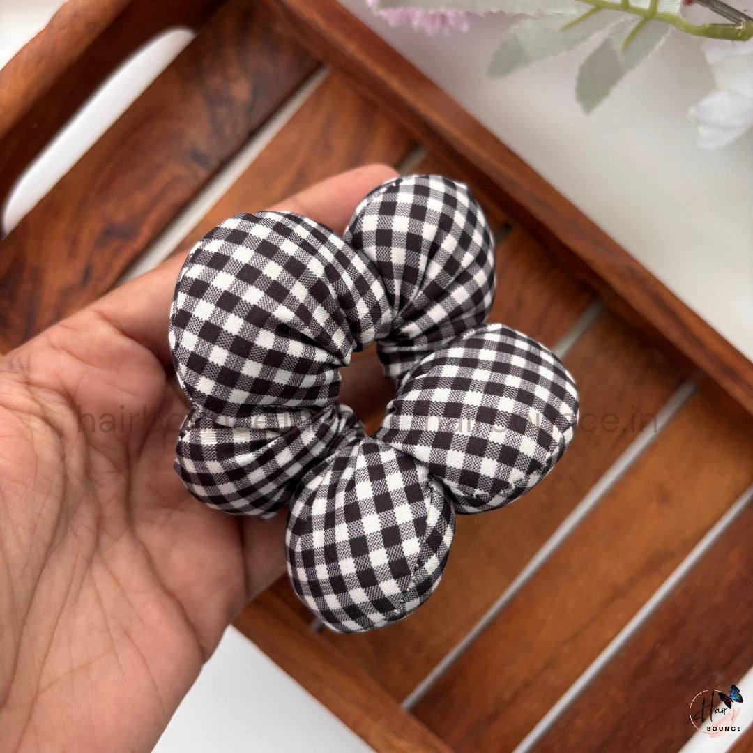 Cloud Puff Gingham Scrunchie