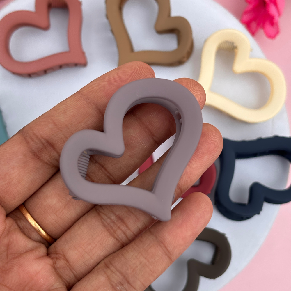 Colourful Dark Shades Heart Hair Claw - Pack of 2 / Assorted Colours