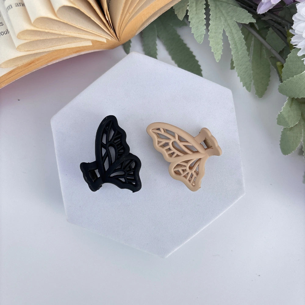 Lined Butterfly Matte Hair Claw - Pack of 2