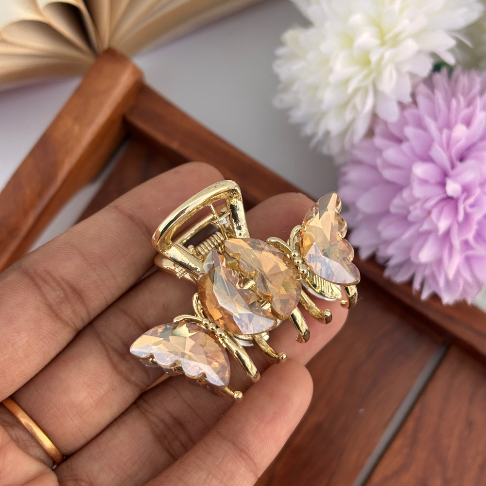 Crystal Butterfly Hair Claw - Medium