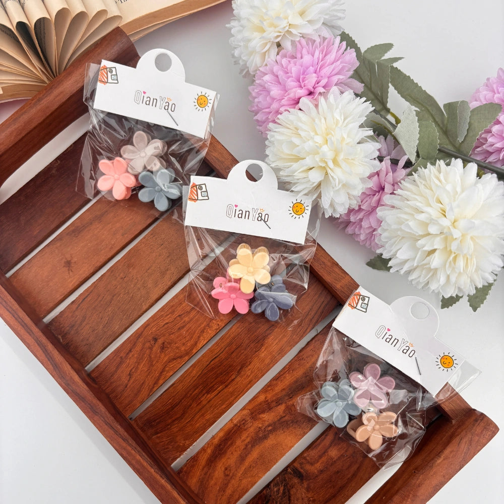 Flower Mini Hair Claws - Pack of 3 (Assorted)