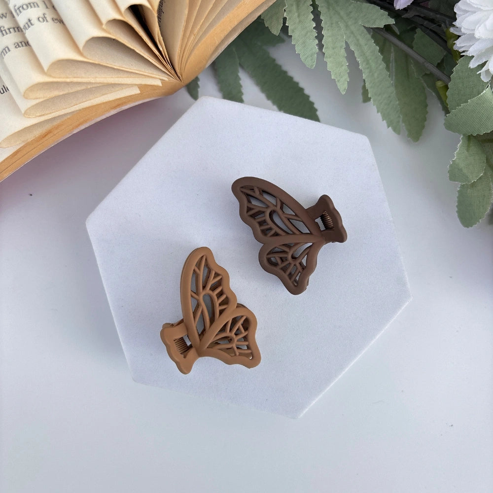 Lined Butterfly Matte Hair Claw - Pack of 2