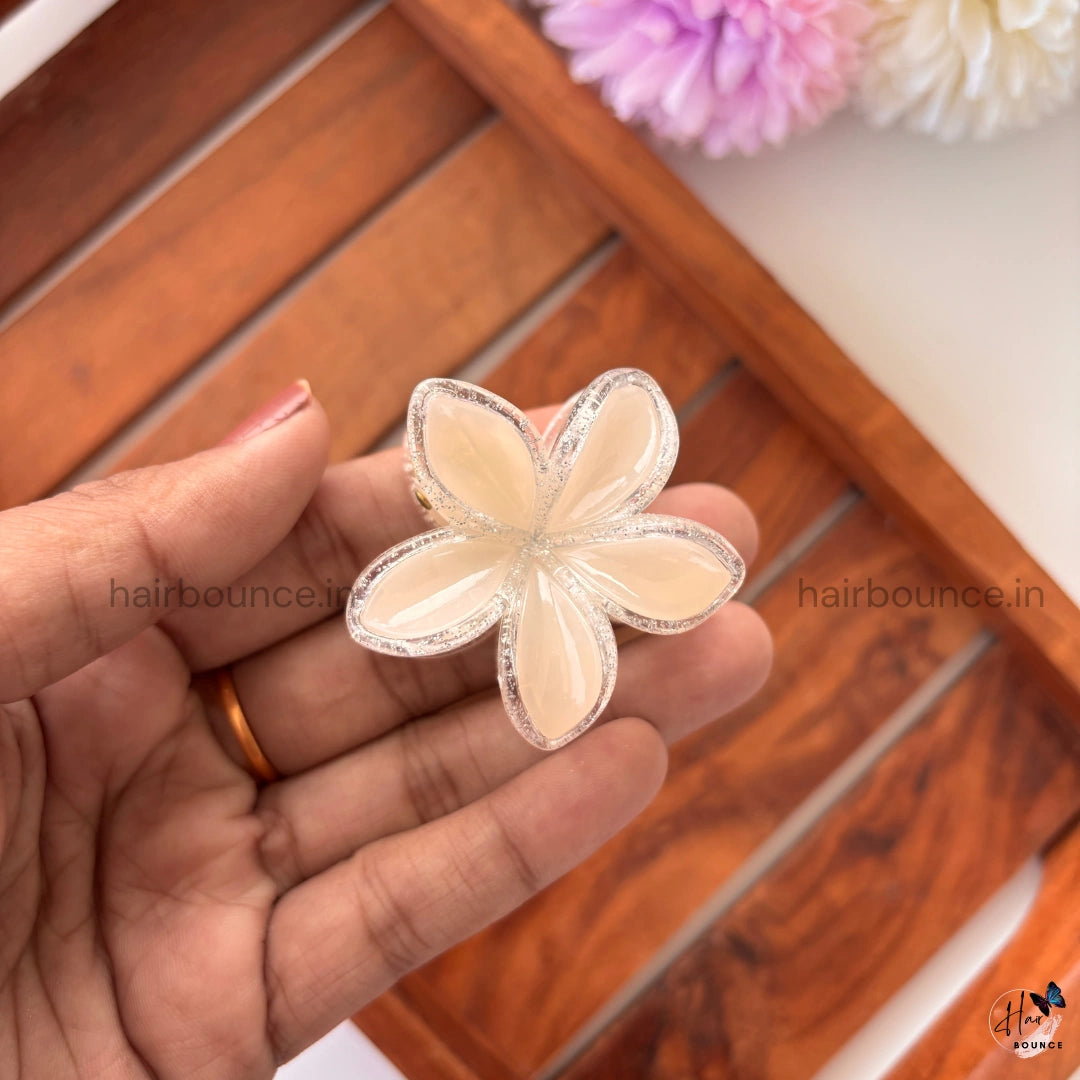 Crystal Blossom Glitter Edge Hair Claw – Small