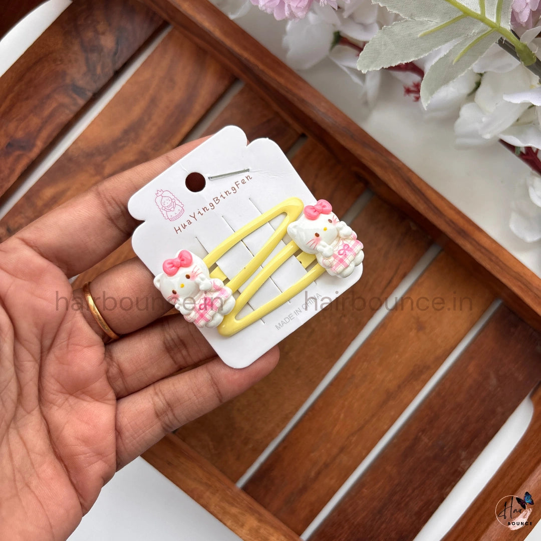 Kitty Charm Snap Hair Clips – Pack of 2