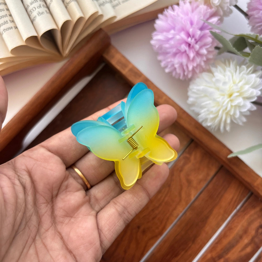 Double Petal Rainbow Butterfly Hair Claw – Medium