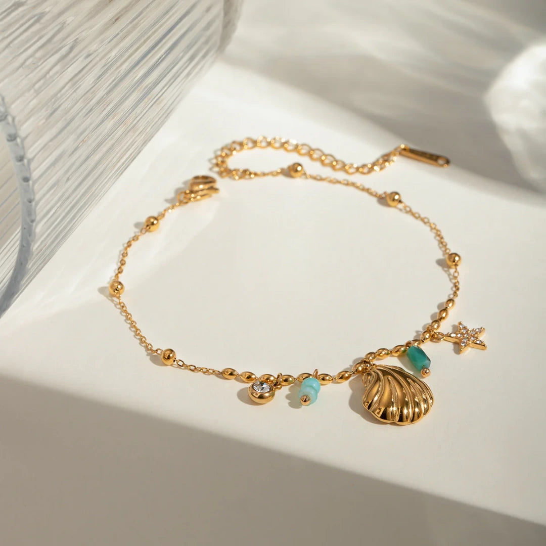 Golden Seashell Charm Bracelet