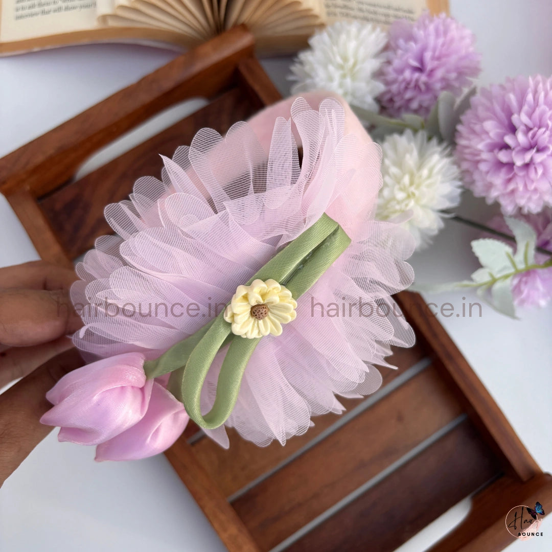 Bloom Bliss Tulle Hair Clip for Girls - Assorted Colour Flowers