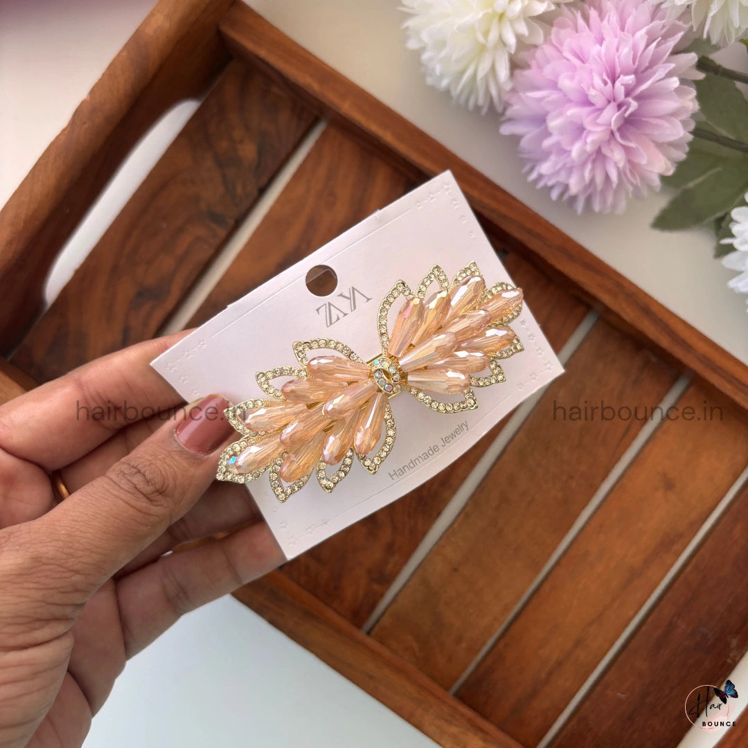 Aurora Petal Crystal Bar Clip