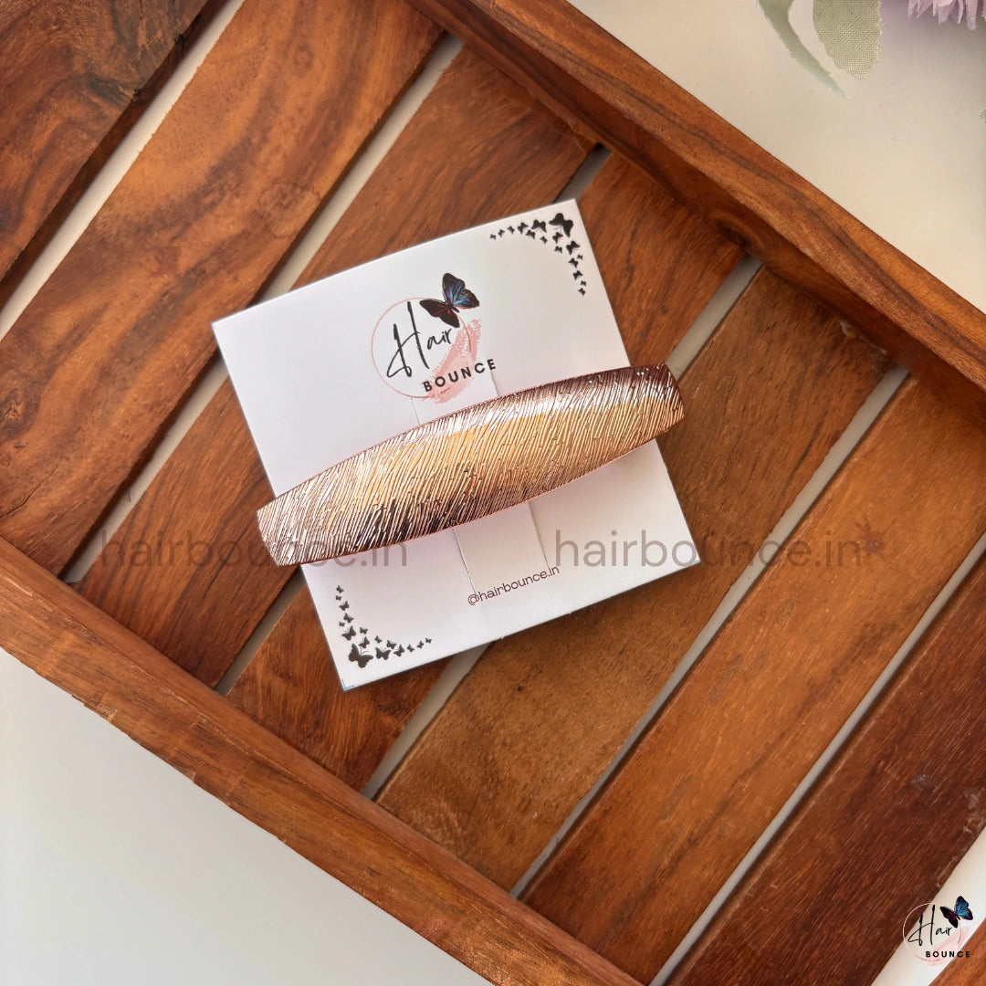 Aurora Fine-Line Metallic Oval Barrette – Elegant Luxe Collection