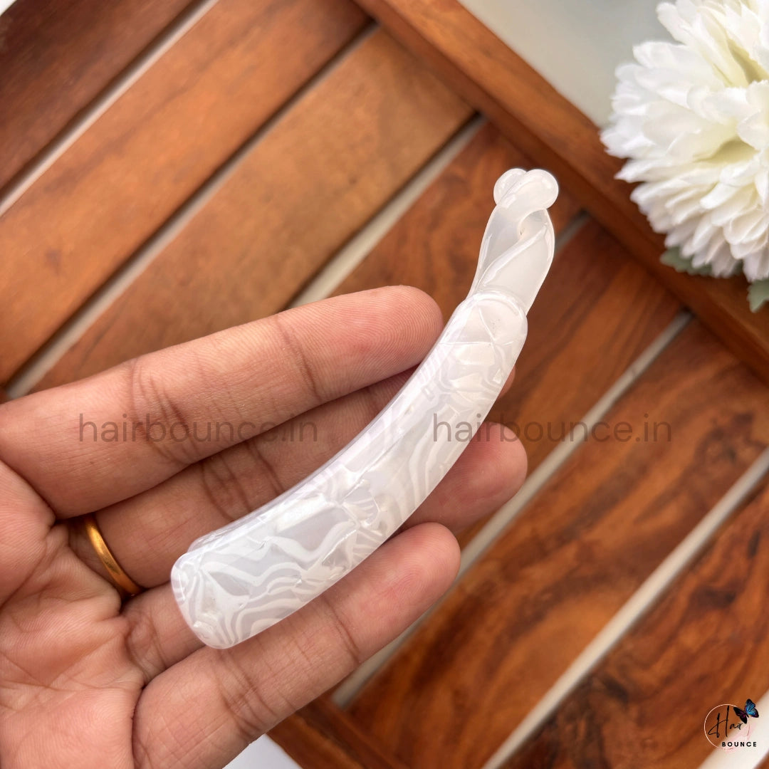 Elegant Marble French Banana Hair Clip – Medium