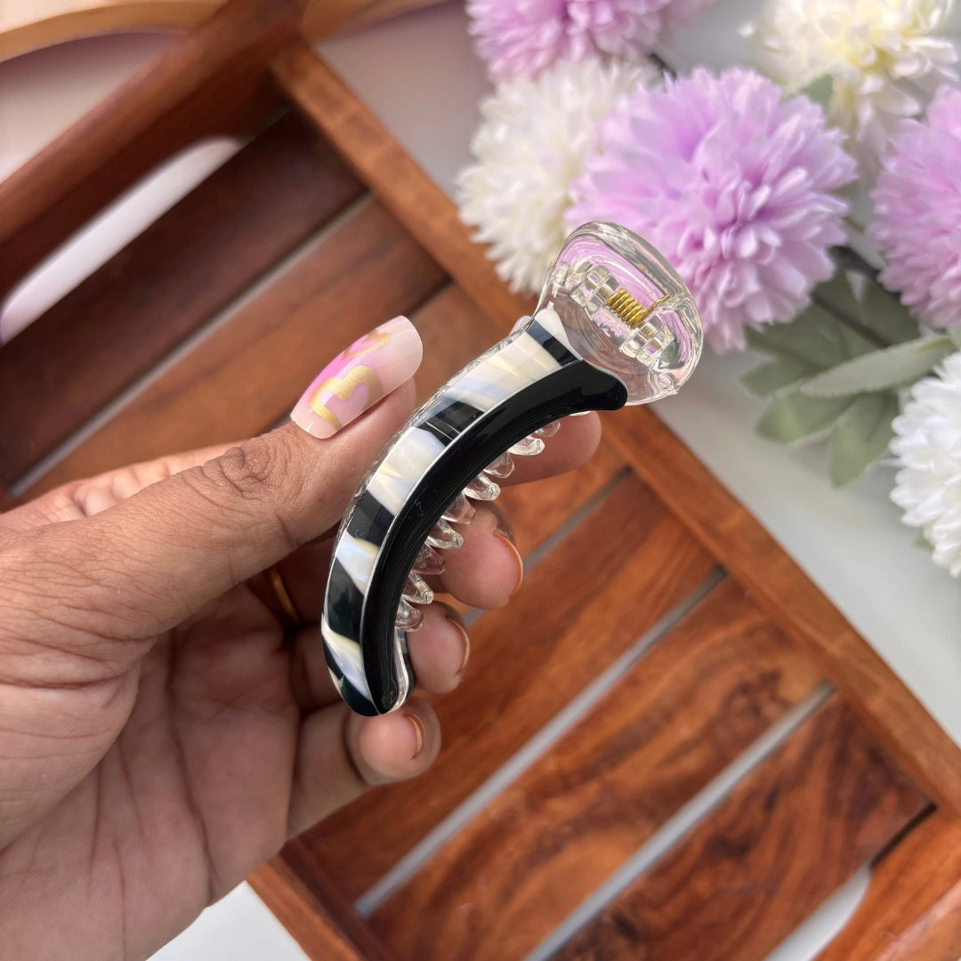 Bofeini Half Plain and Half Lined Banana Clip - Medium