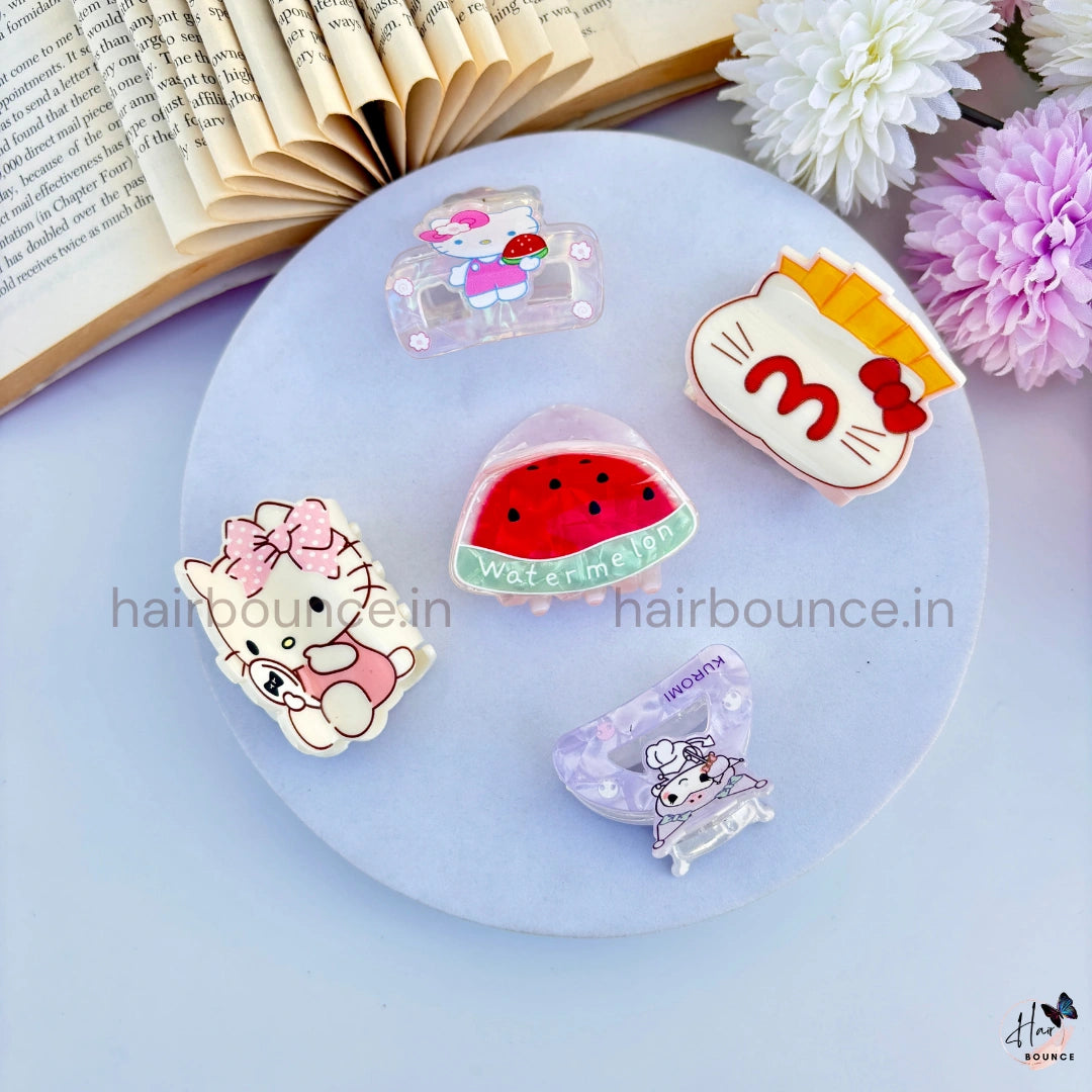 Cute Cartoon Mini Hair Claw Set – Pack of 5