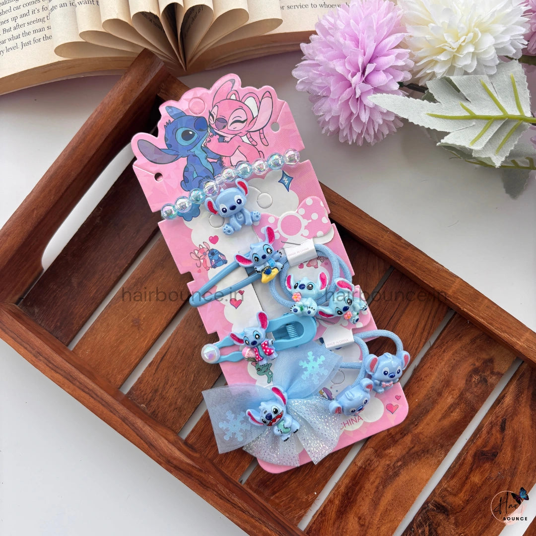 Blue Space Puppy Hair Accessory Set – 8 Pcs