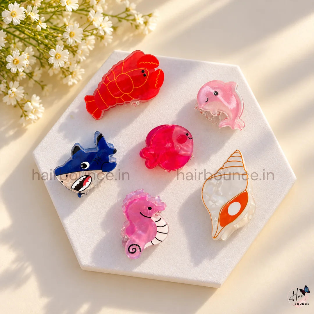 Ocean Buddies Mini Hair Claw Clips – Pack of 6