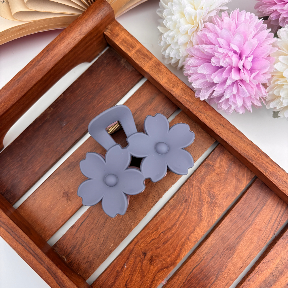 Dual Colour Twin Blossom Hair Claw - Large