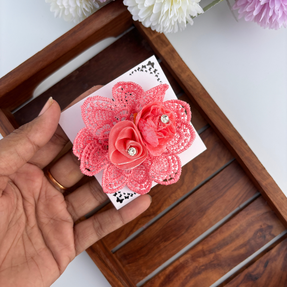 Vintage Lace Rose Clip