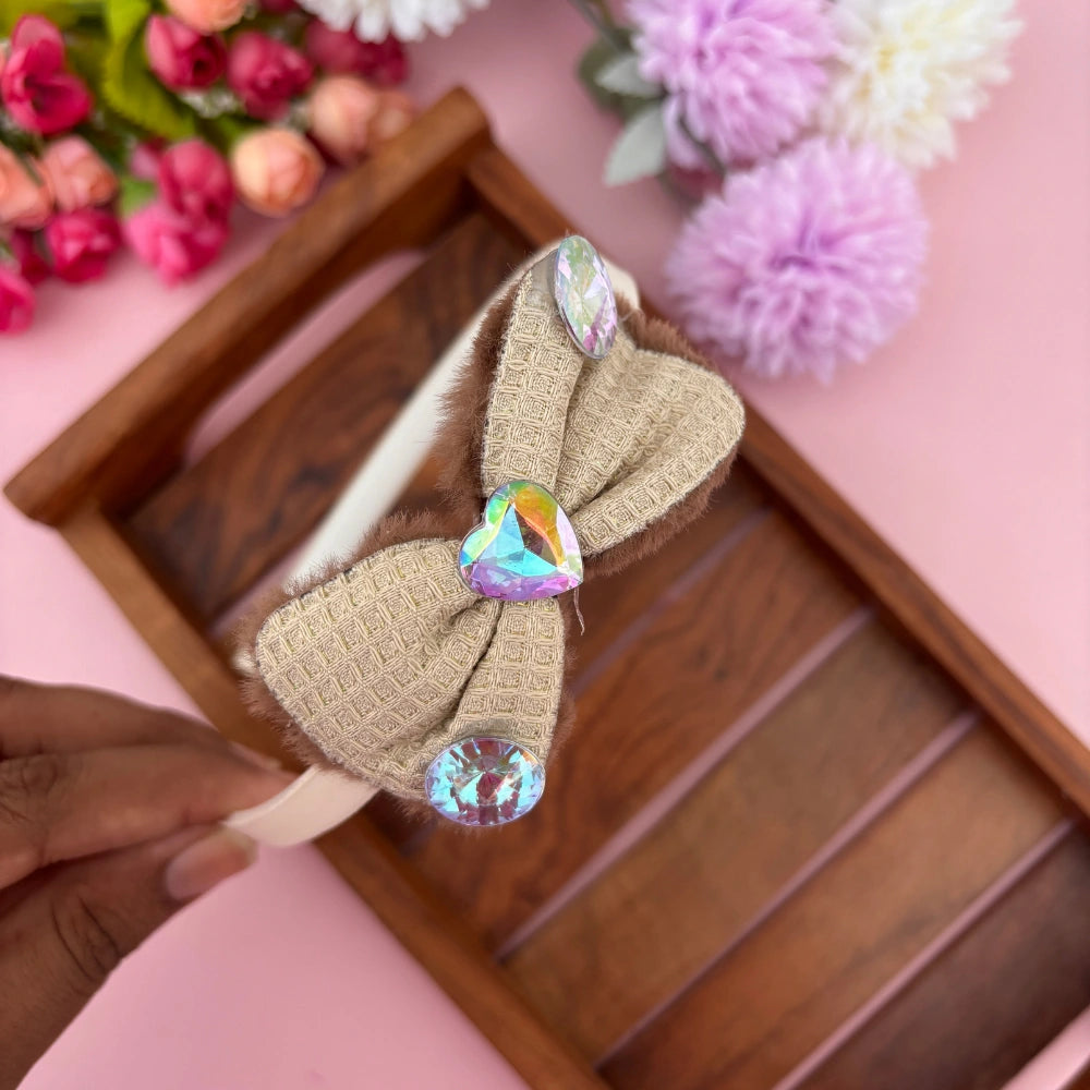 Crystal Heart Bow Headband