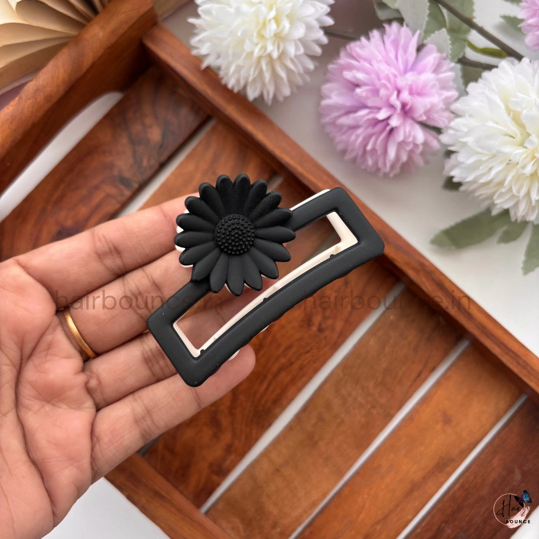 Dual-Colour Sunflower Rectangle Hair Claw – Medium