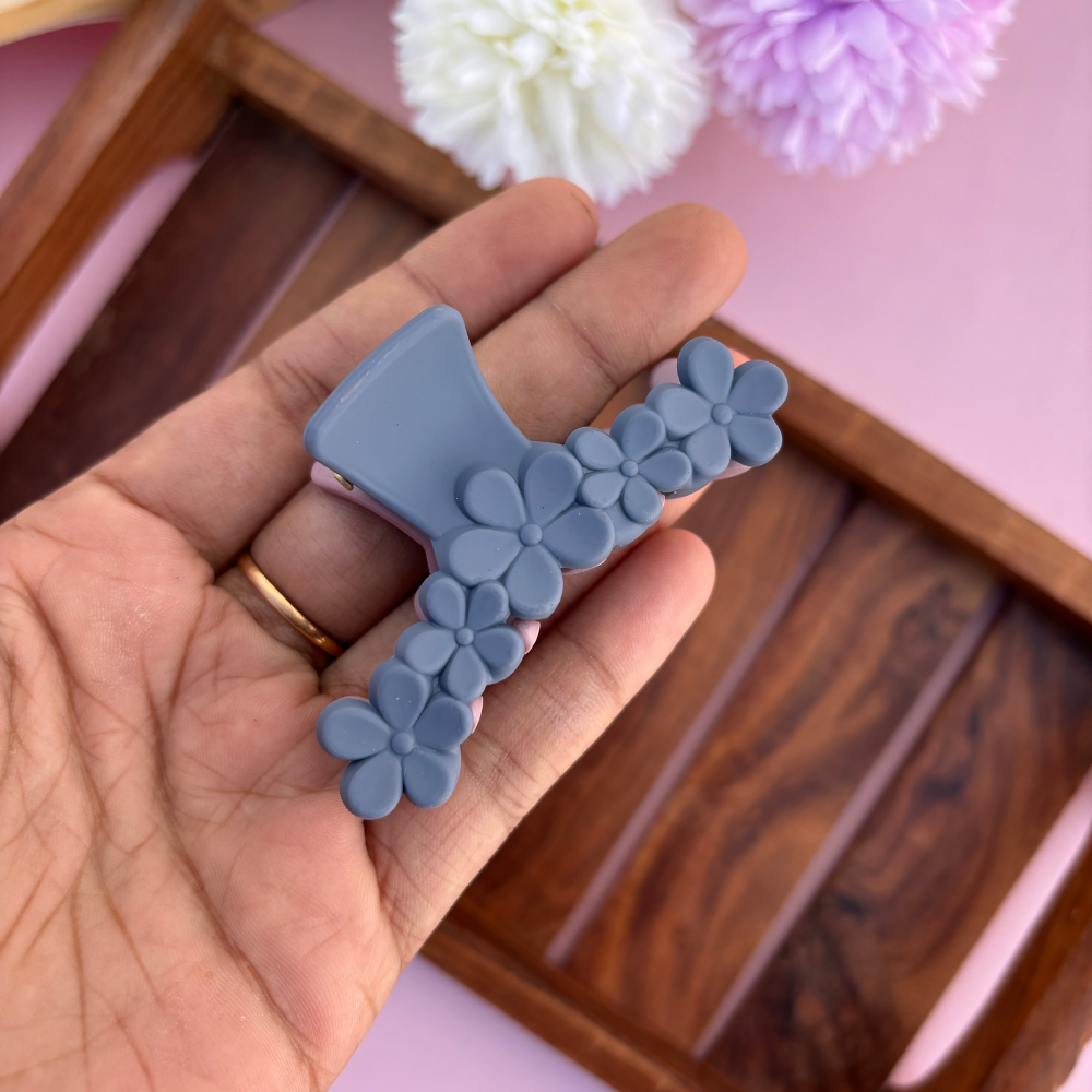 Dual Colour Loop Flower Hair Claw - Medium