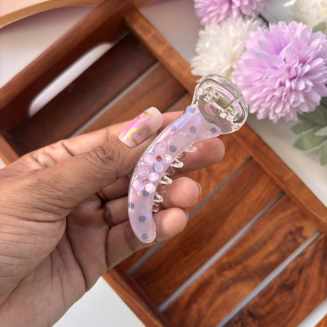 Bofeini Flower Dotted Banana Clip - Medium