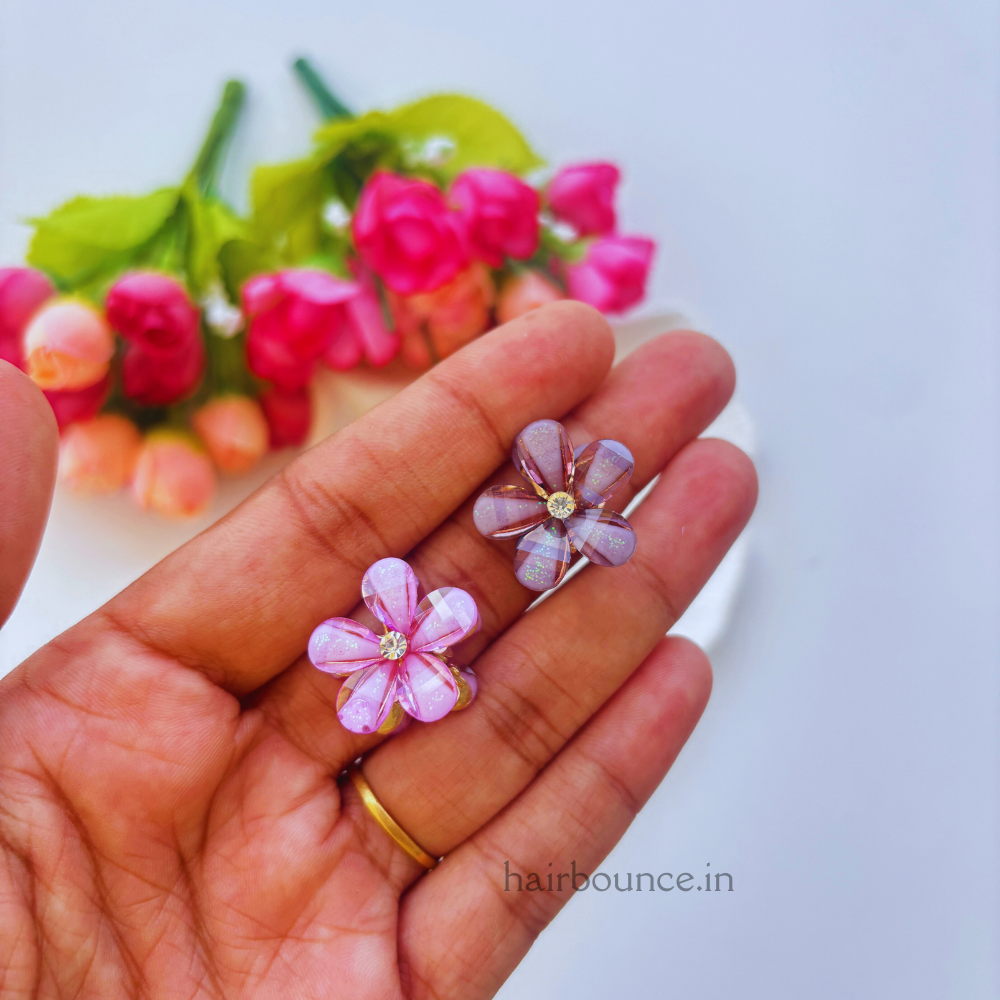 Single Flower Metal Hair Claw - Pack of 2/Assorted Colours