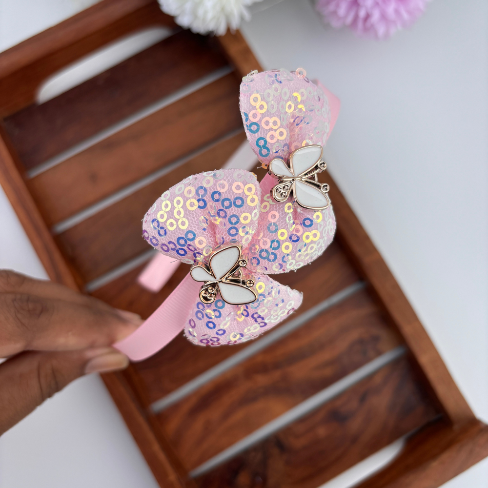 Sequin Butterfly Bow Headband