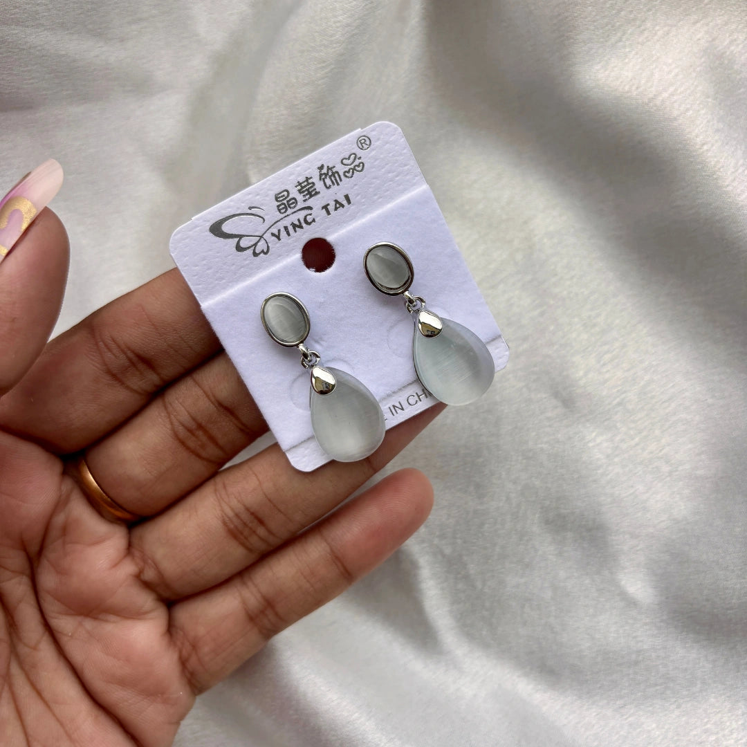 Frosted Stone Drop Earrings