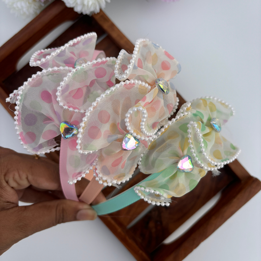 Polka Pearl Bow Headband