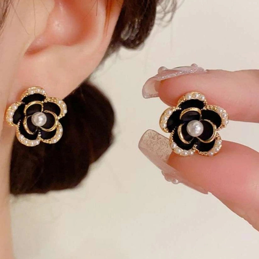Midnight Bloom Rose Earrings