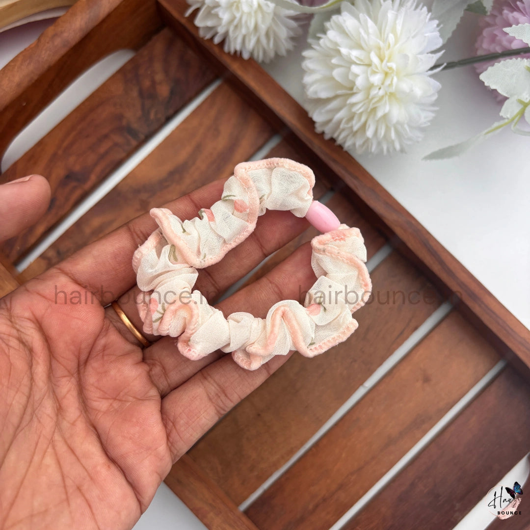 Pastel Floral Fabric Hair Scrunchies for Women & Girls