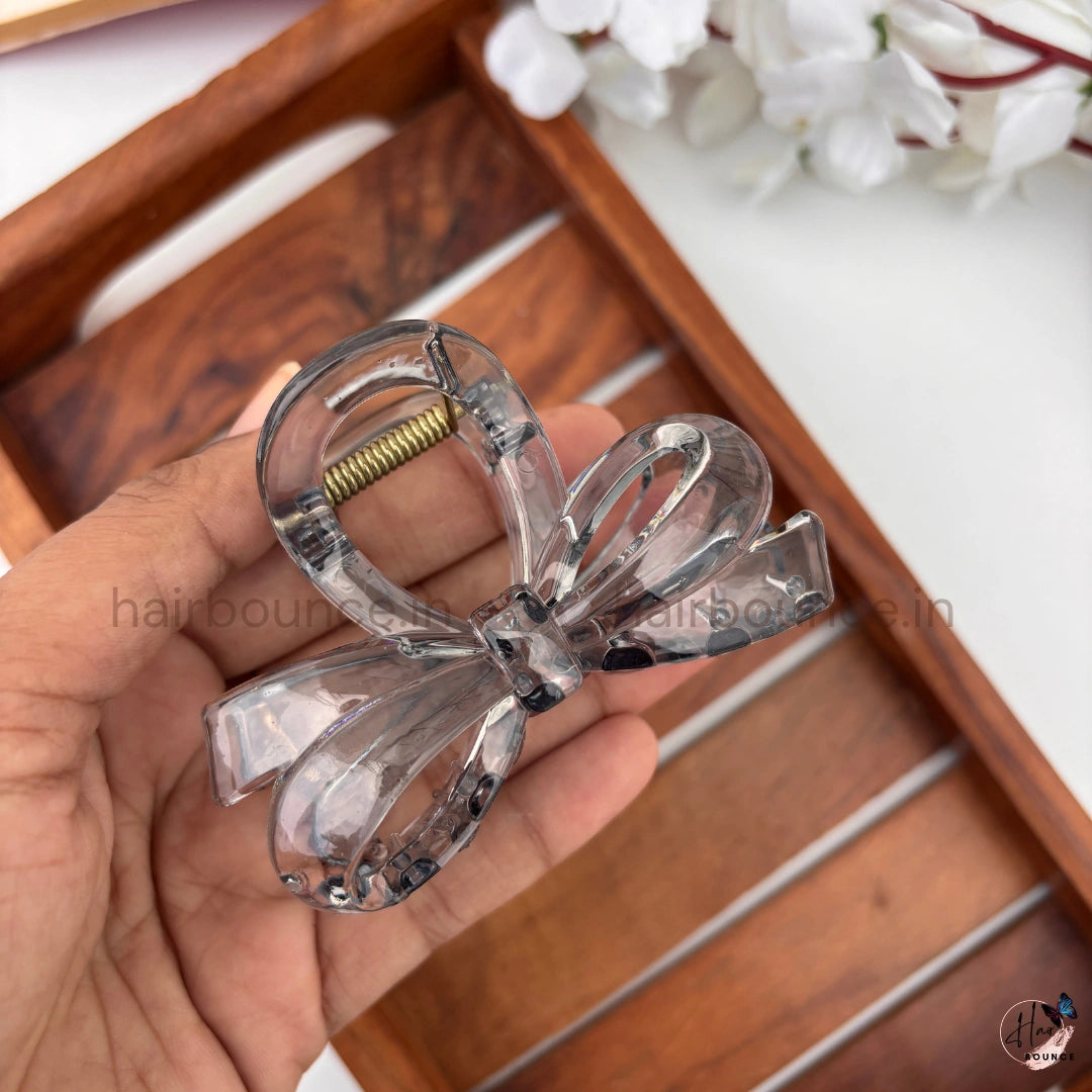 Transparent Bow Hair Claw Clip – Medium