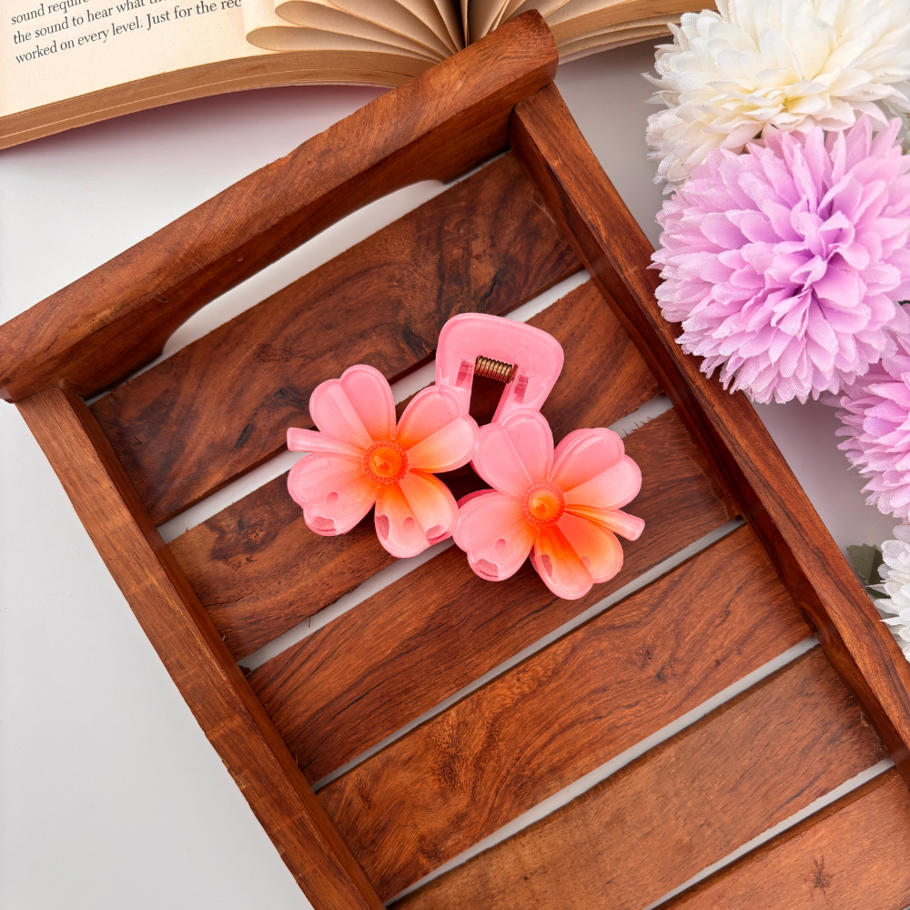 Shinny Double Flower Hair Claw - Large