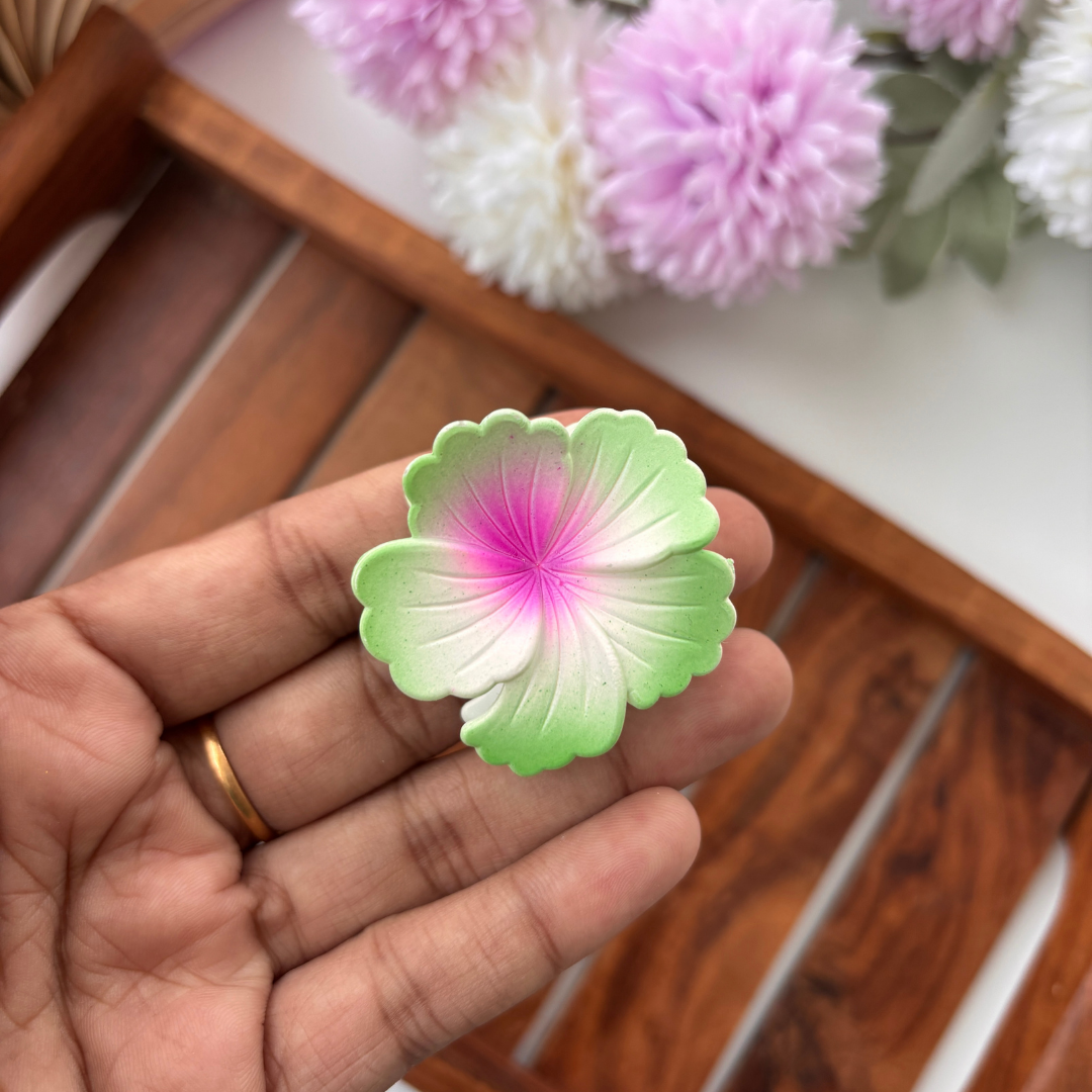 Dual Colour Matte Hibiscus Hair Claw - Small