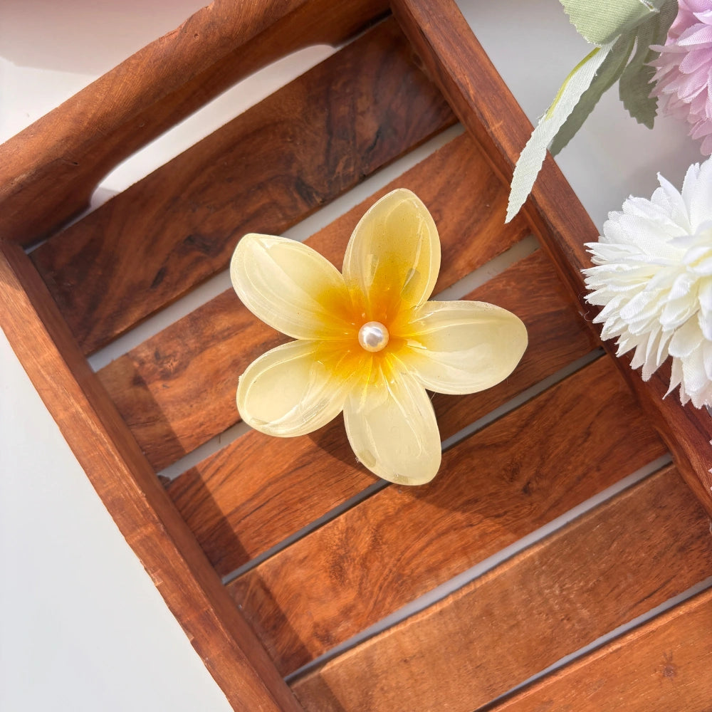 Shinny Pearl Flower Hair Claw - Large