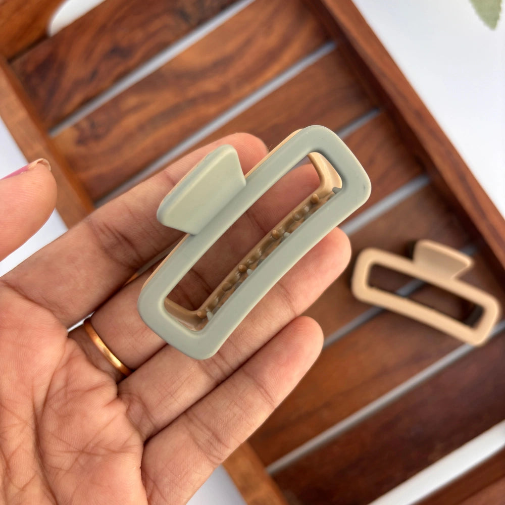 Dual Colour Rectangle Hair Claw - Medium