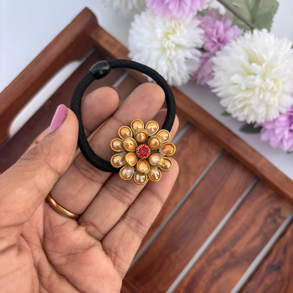 Golden Bloom Hair Tie