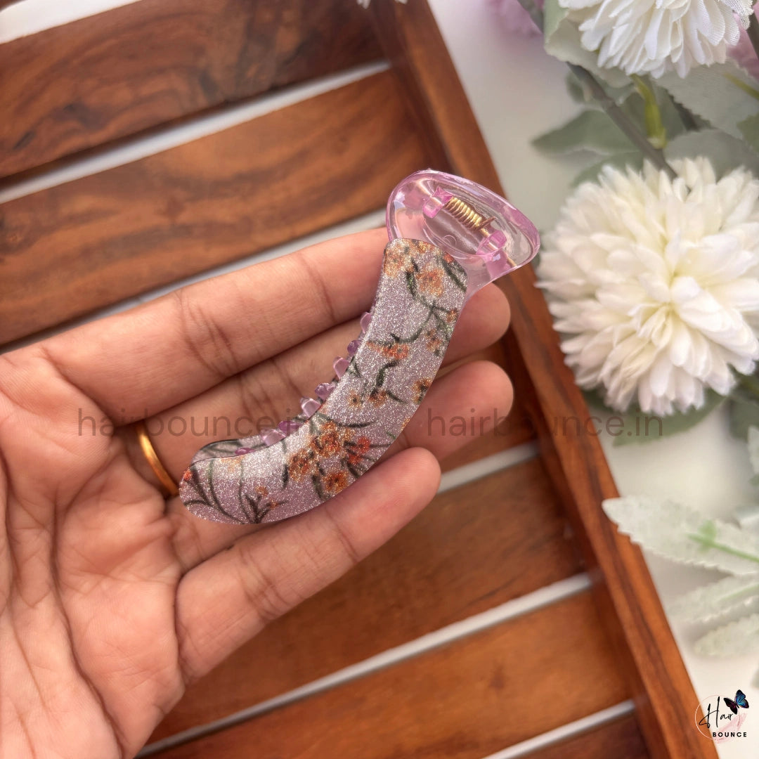 Floral Fabric Banana Hair Claw - Medium