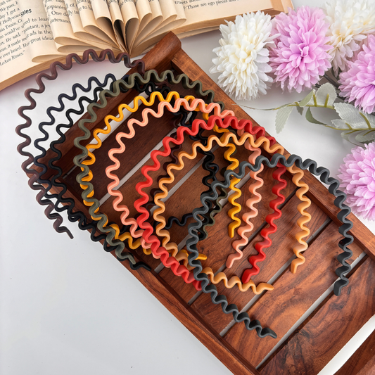 Wavy Matte Finish Headband - Pack of 2 (Assorted Colours)