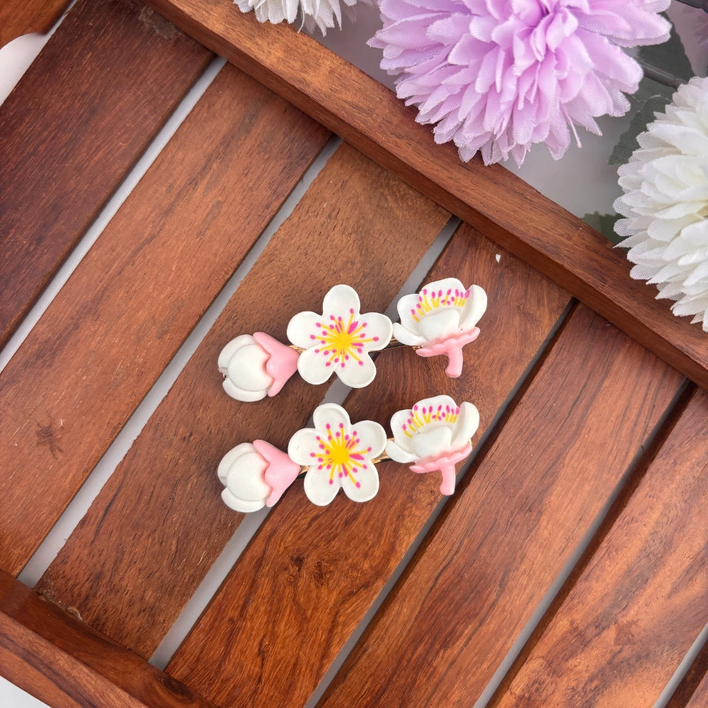 Ceramic Flower Alligator Clip - Set of 2