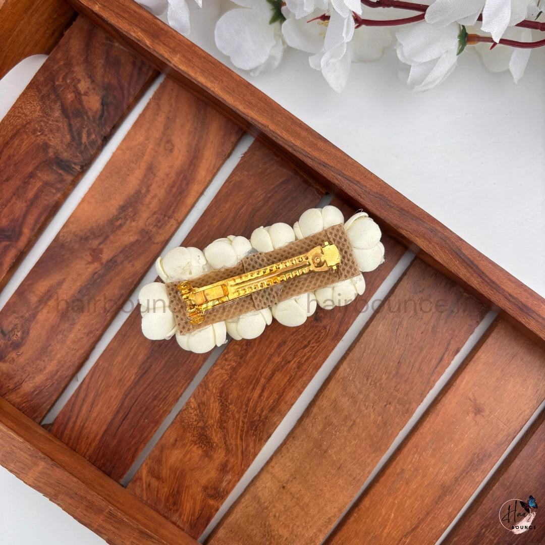 Ivory Rose Floral Center Clip
