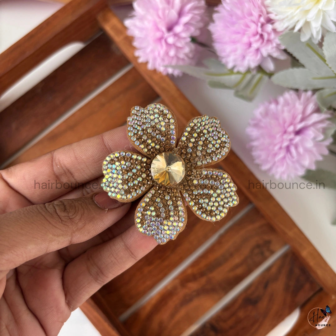 Crystal Bloom Flower Alligator Clip