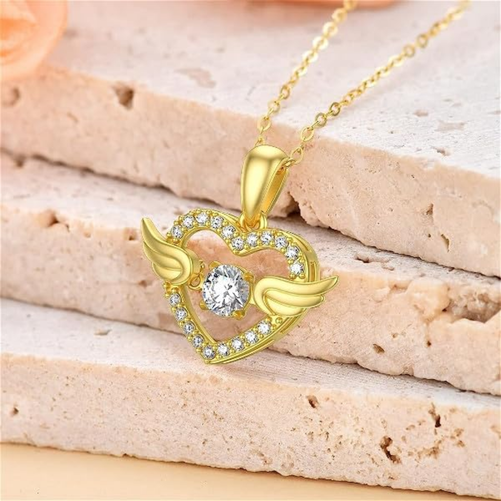 Stoned Heart Wings Pendant