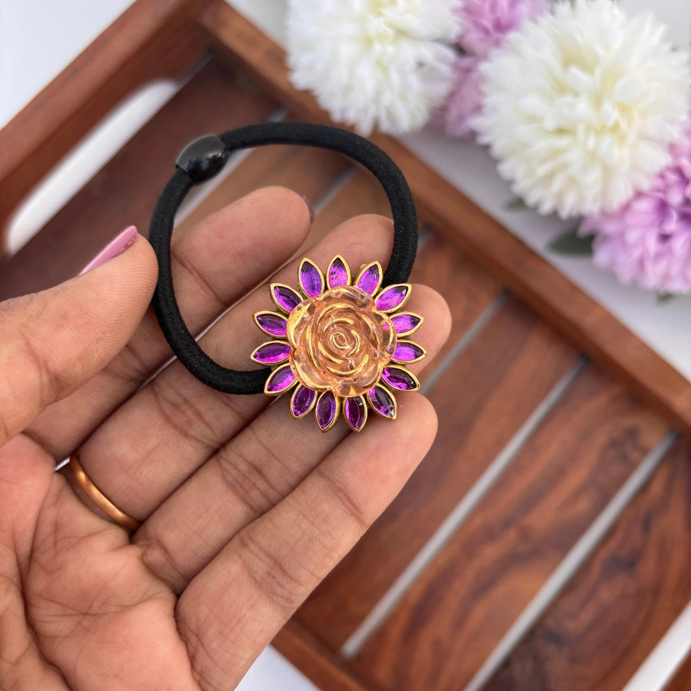 Amethyst Rose Hair Tie