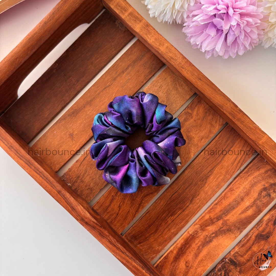 Midnight Galaxy Satin Scrunchie - Small