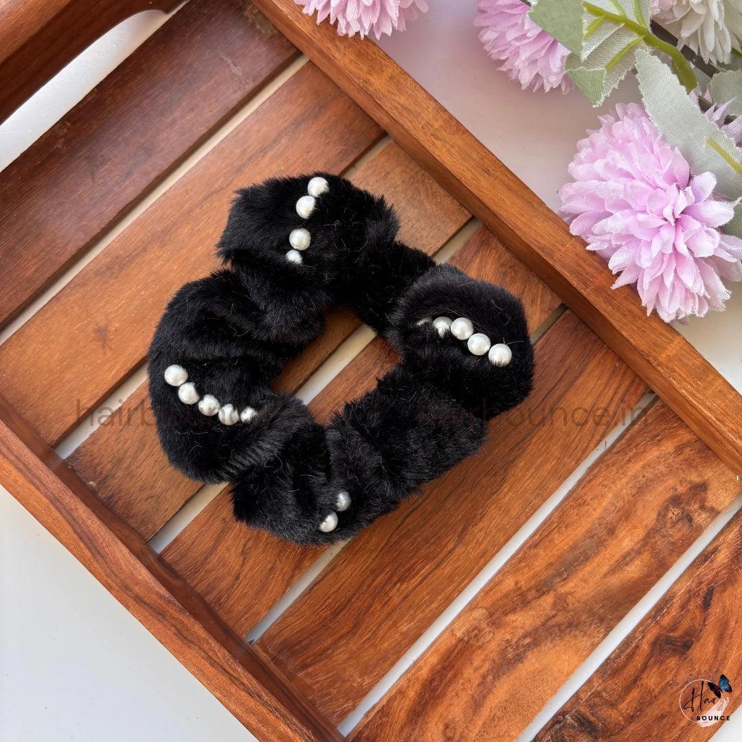 Luxury Pearl Fur Scrunchie